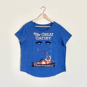 Out of Print The Great Gatsby F Scott Fitzgerald Blue Book T Shirt Women’s 2X